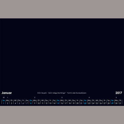Wandkalender mit Wire-O-Bindung DIN A3 (Querformat) Variante 1 (schwarz) Wandkalender mit Wire-O-Bindung DIN A3 (Querformat) Variante 1 (schwarz)