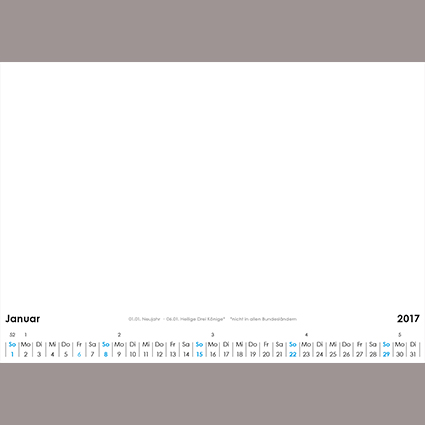Wandkalender mit Wire-O-Bindung DIN A3 (Querformat) Variante 2 (weiß) Wandkalender mit Wire-O-Bindung DIN A3 (Querformat) Variante 2 (weiß)