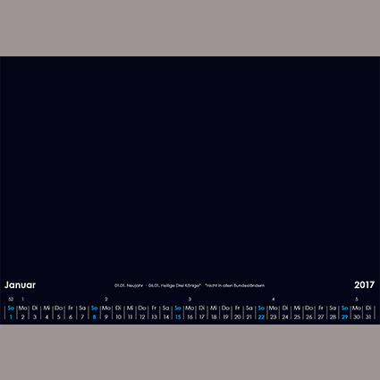 Wandkalender mit Wire-O-Bindung DIN A4 (Querformat) Variante 1 (schwarz) Wandkalender mit Wire-O-Bindung DIN A4 (Querformat) Variante 1 (schwarz)