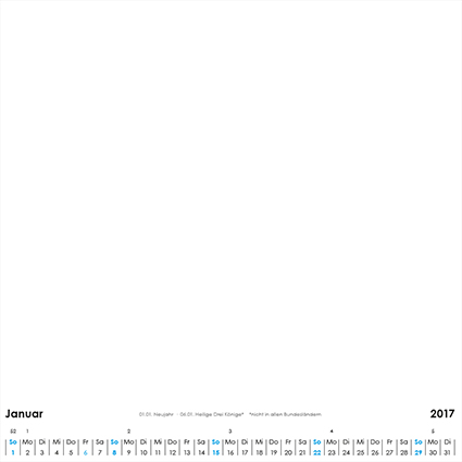 Tischkalender 210x210 Variante 2 (weiß)